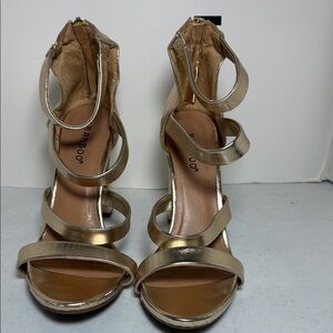 BAMBOO Metallic Gold Strappy Heels